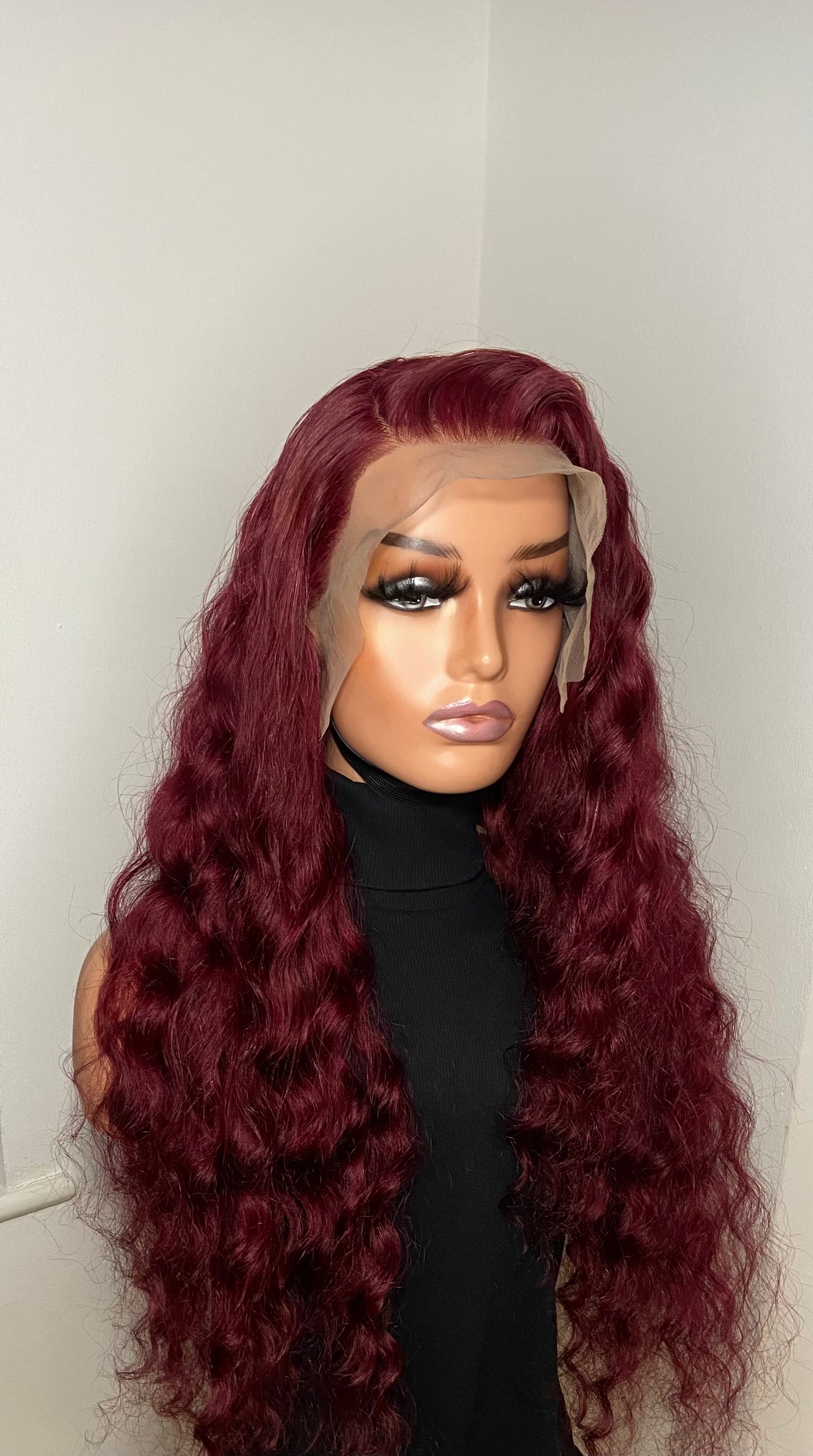 ROSIE | Loose Deep Wave Wig | 13x4 Full Frontal | Burgundy | 100% Human Hair | PRE-ORDER