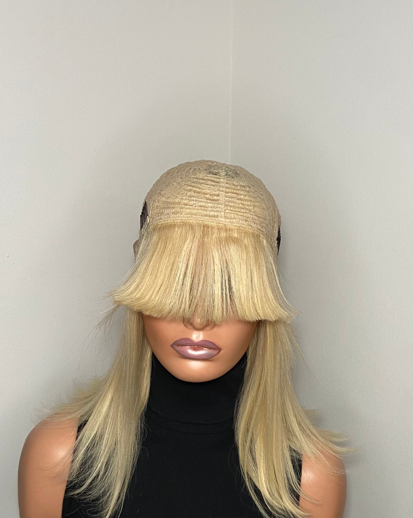 VIVIAN | Blonde Fringe Wig | Dark Roots | 100% Human Hair | PRE ORDER ONLY