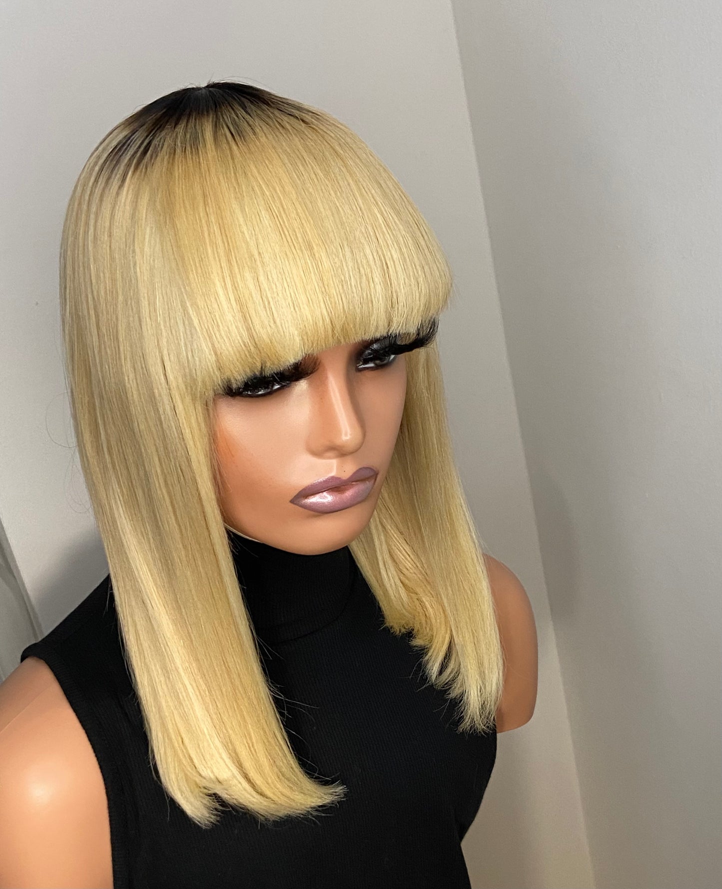 VIVIAN | Blonde Fringe Wig | Dark Roots | 100% Human Hair | PRE ORDER ONLY