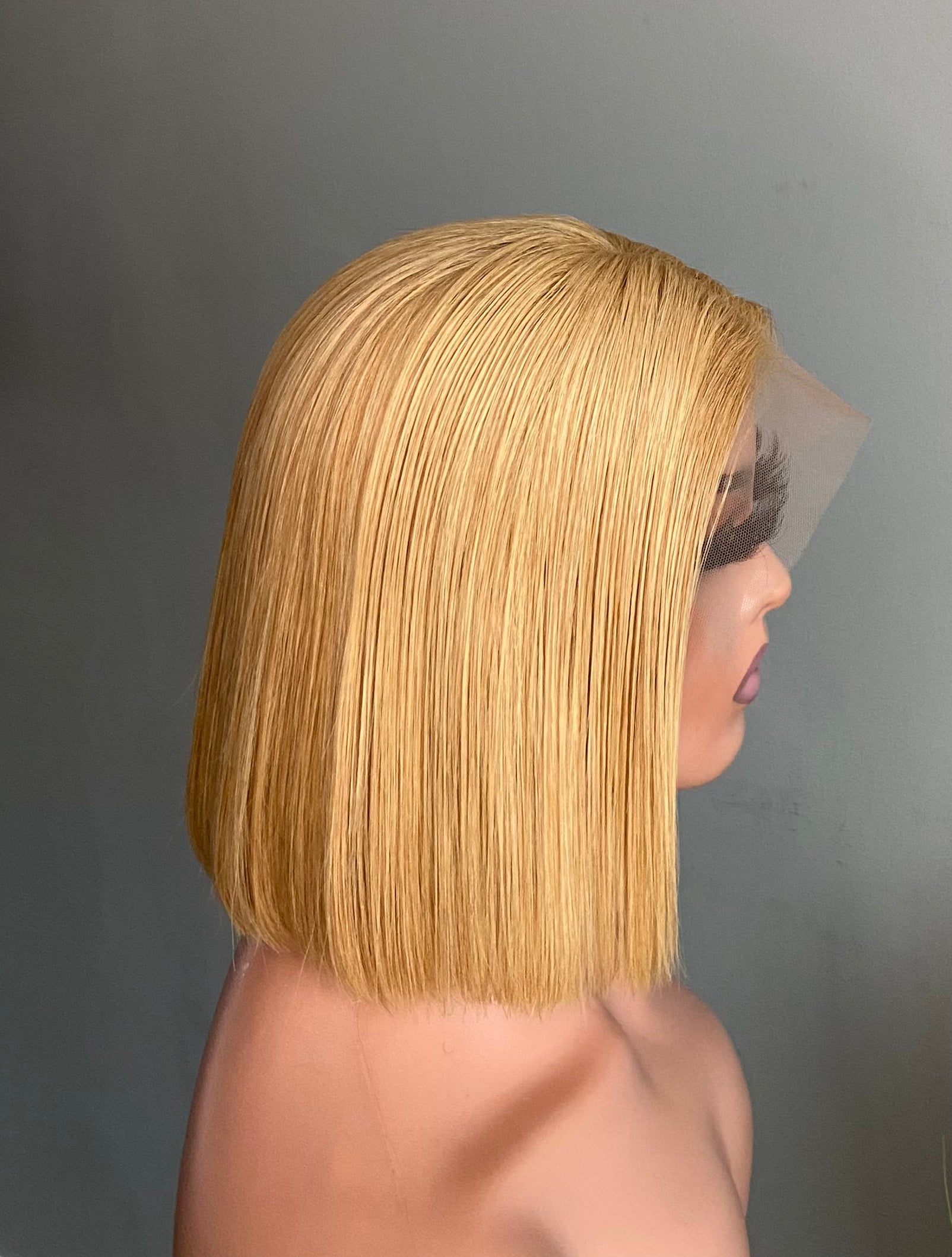 Lace Front Wig | 10” Straight Blonde Bob | 100% Real Human Hair | Bob Cut