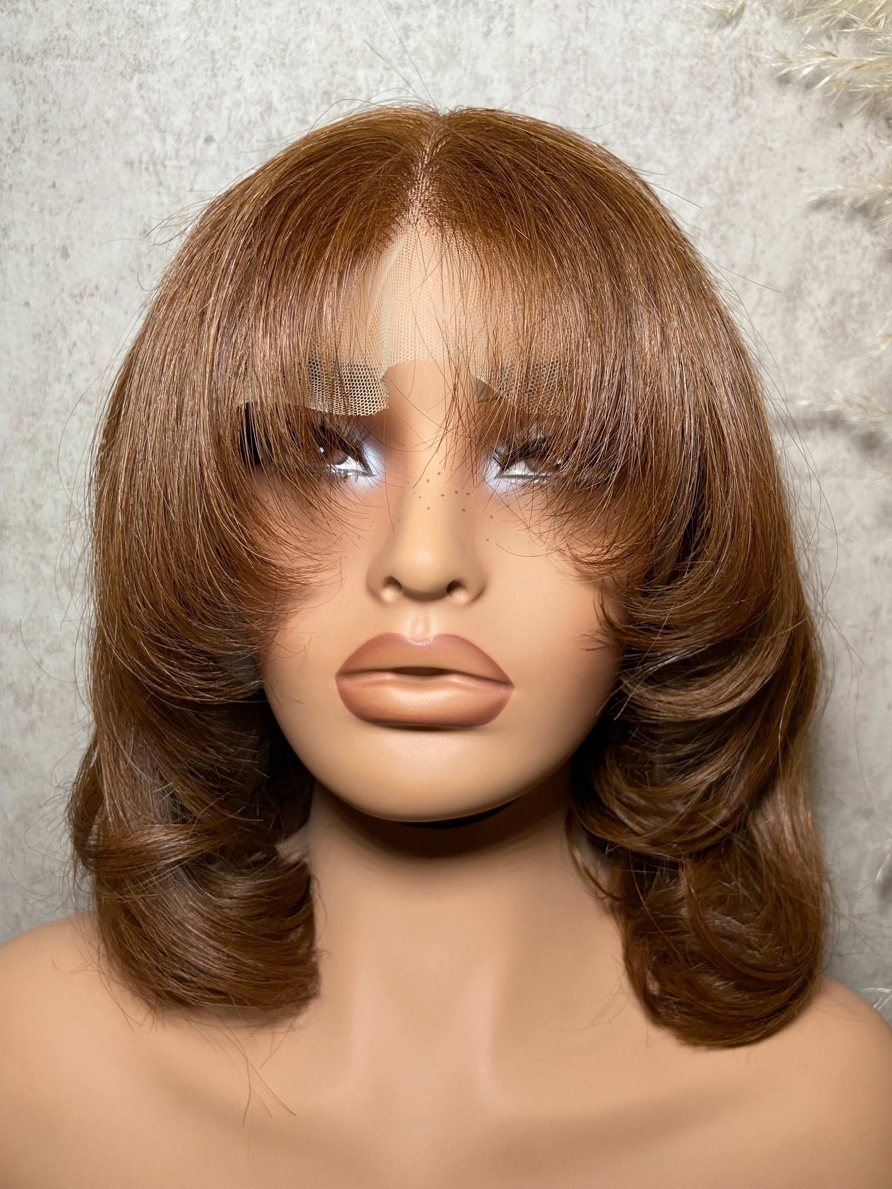 ELLA | Lace Front Wig 13x4 | Human Hair | Brown | Layered Curtain Bangs