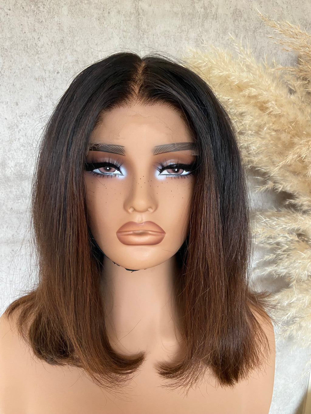 HAZEL | 12 Inch Ombré Brown Straight Hair HD Lace Closure 5x5 Wear and Go Glueless Human Hair Wig| PRE-ORDER ONLY