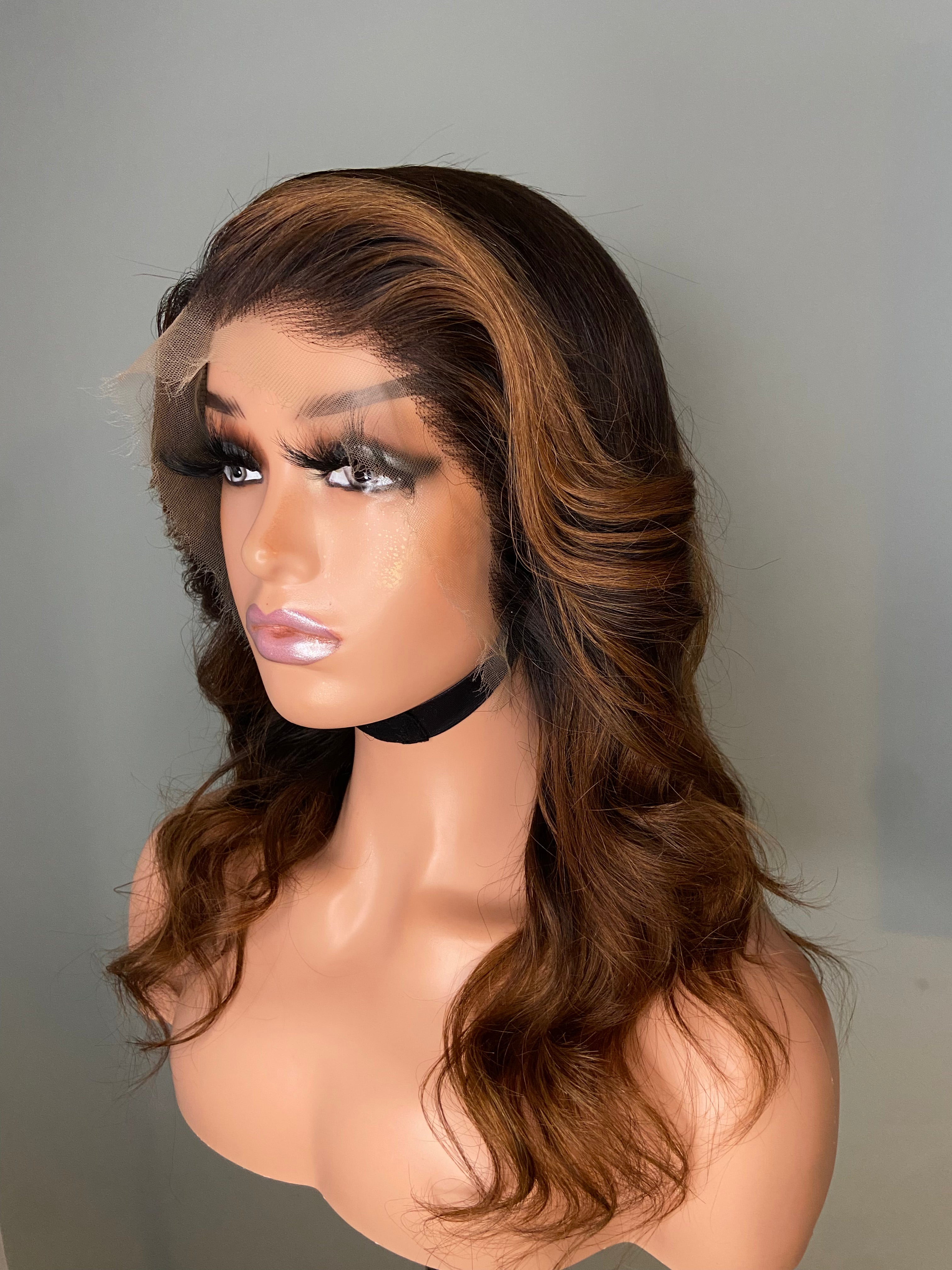 EVA | 16 Inch Brown Highlights Body Wave HD Swiss Lace Front 13x6 Human Hair Wig | PRE ORDER ONLY