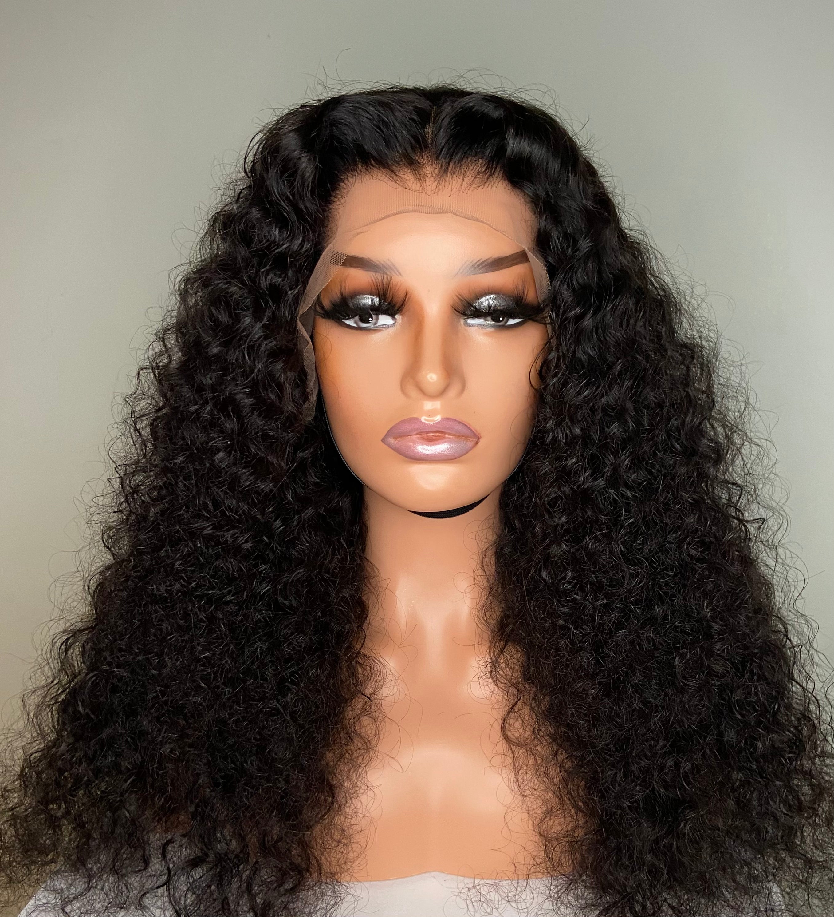 Lace Front Wig | 100% Real Human Hair | 22” Deep Wave Long Hair | Transparent Swiss Lace |