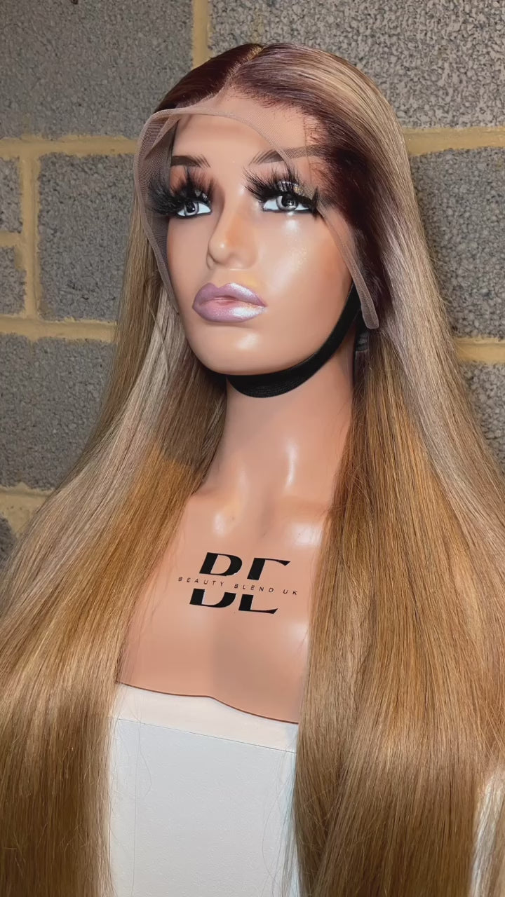 ALICIA | Human Hair Lace Front Wig | Custom Colour Ash Blonde/Brown | PRE-ORDER