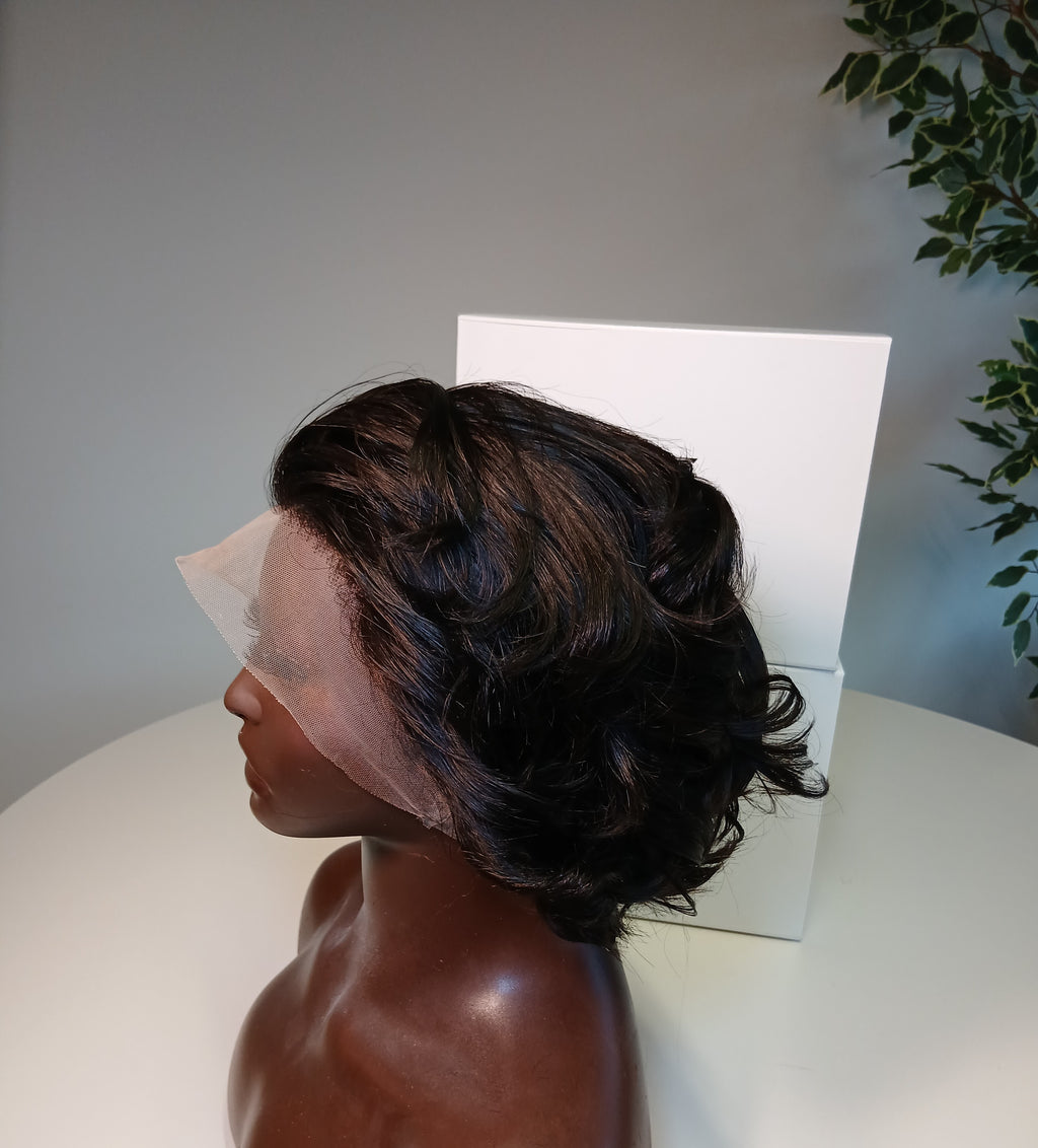 SADE | Full Lace Wig 8 inches | Human Hair | Transparent Swiss Lace