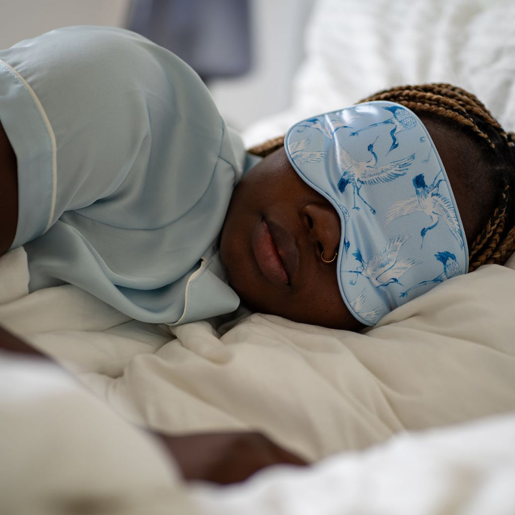 Satin Sleep Mask - Cranes Print