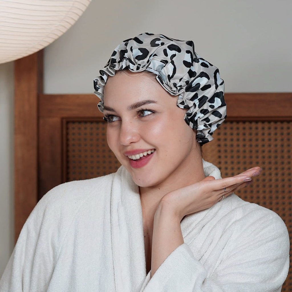Shower Cap - Grey Leopard Print