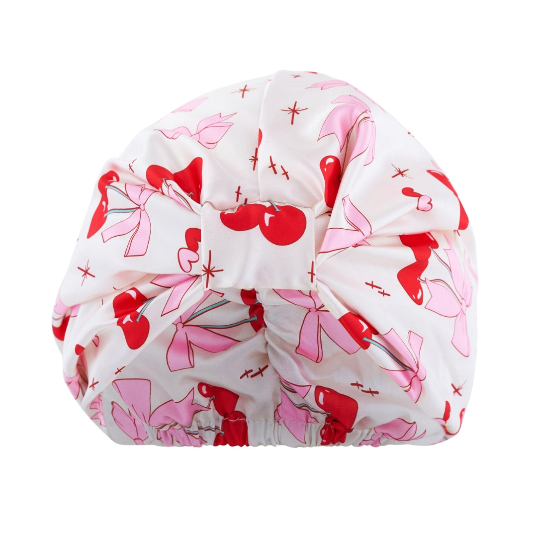 Satin Sleep Turban, Cherry Bows