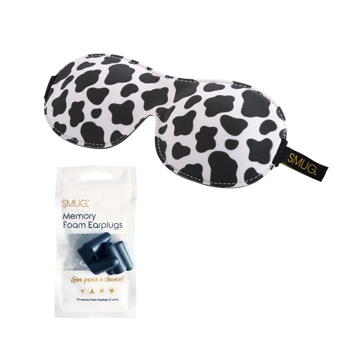 Contoured 3D Blackout Sleep Mask - Cow Print