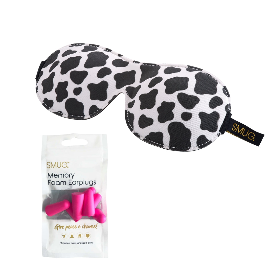 Contoured 3D Blackout Sleep Mask - Cow Print