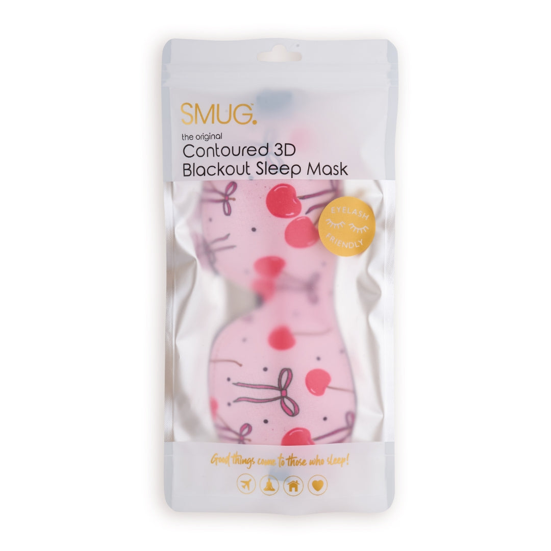 Contoured 3D Blackout Sleep Mask, Pink Cherries