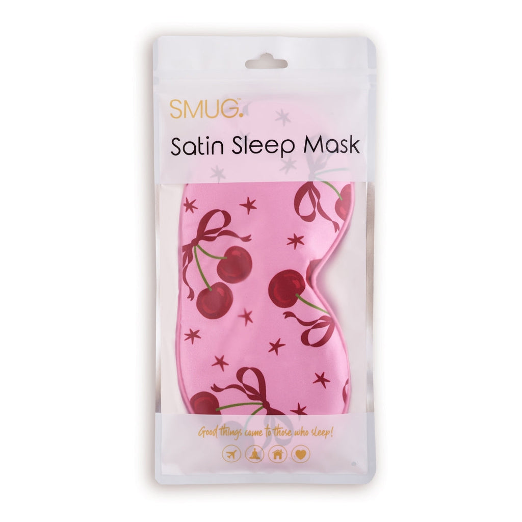 Satin Sleep Mask - Pink Cherries Print